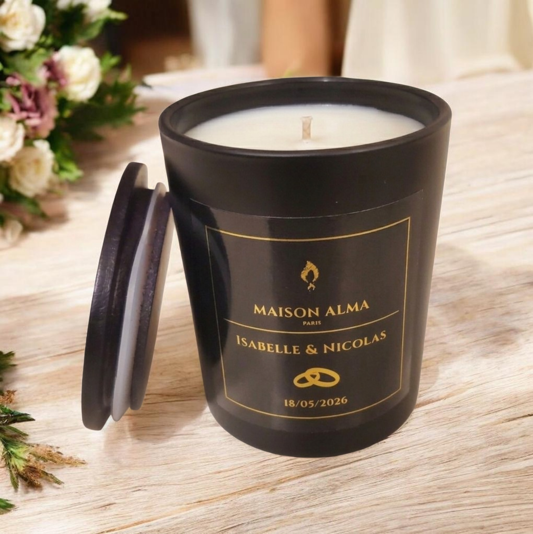 Le Cadeau d'Exception - Bougie de Mariage Personnalisée (9cl)